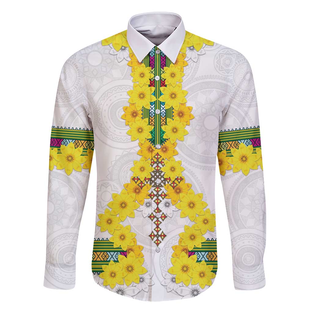 Enkutatash Ethiopia New Year Family Matching Short Sleeve Bodycon Dress and Hawaiian Shirt Tilet Pattern With Adey Abeba Flowers LT05 - Wonder Print Shop