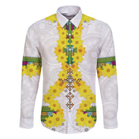 Enkutatash Ethiopia New Year Family Matching Short Sleeve Bodycon Dress and Hawaiian Shirt Tilet Pattern With Adey Abeba Flowers LT05 - Wonder Print Shop