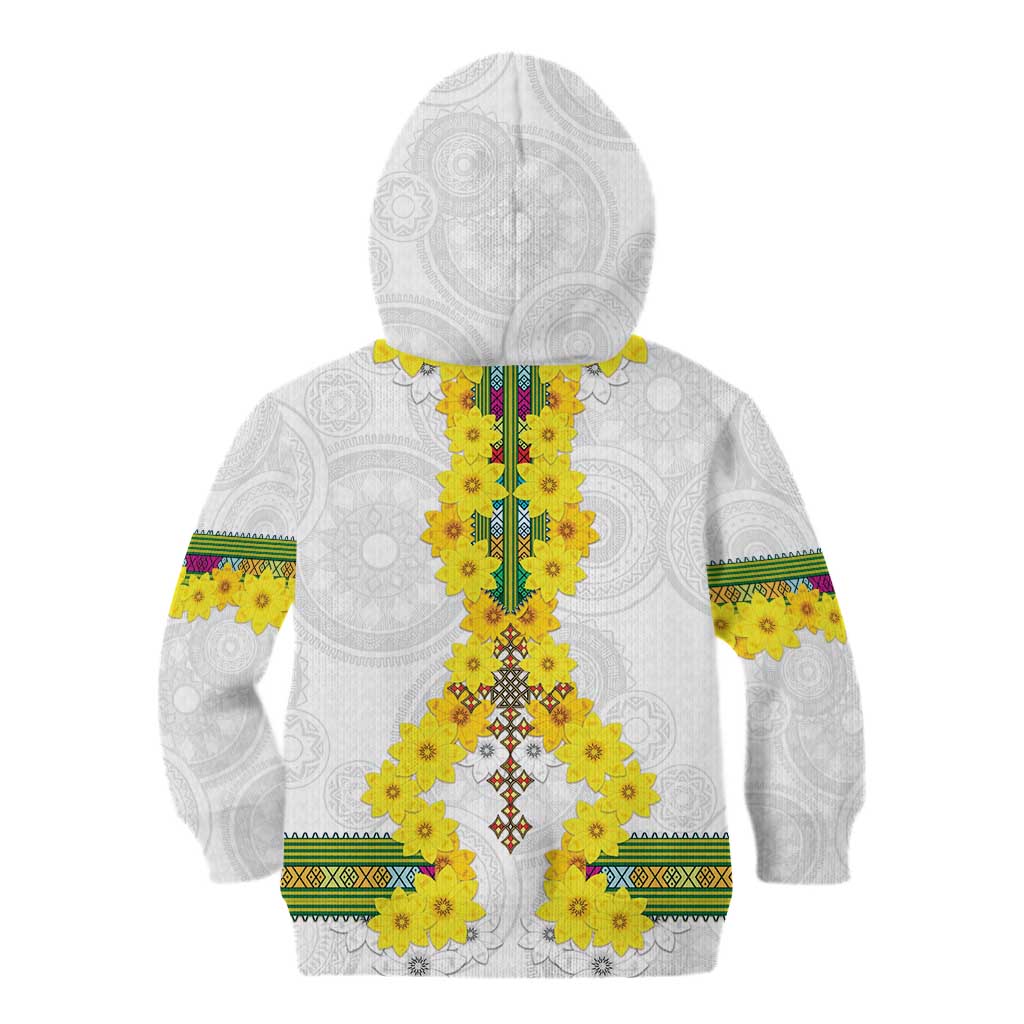 Enkutatash Ethiopia New Year Kid Hoodie Tilet Pattern With Adey Abeba Flowers LT05 - Wonder Print Shop