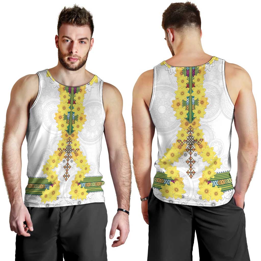 Enkutatash Ethiopia New Year Men Tank Top Tilet Pattern With Adey Abeba Flowers LT05 - Wonder Print Shop