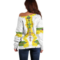 Enkutatash Ethiopia New Year Off Shoulder Sweater Tilet Pattern With Adey Abeba Flowers LT05 - Wonder Print Shop