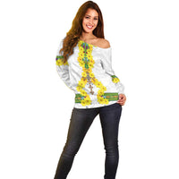 Enkutatash Ethiopia New Year Off Shoulder Sweater Tilet Pattern With Adey Abeba Flowers LT05 - Wonder Print Shop
