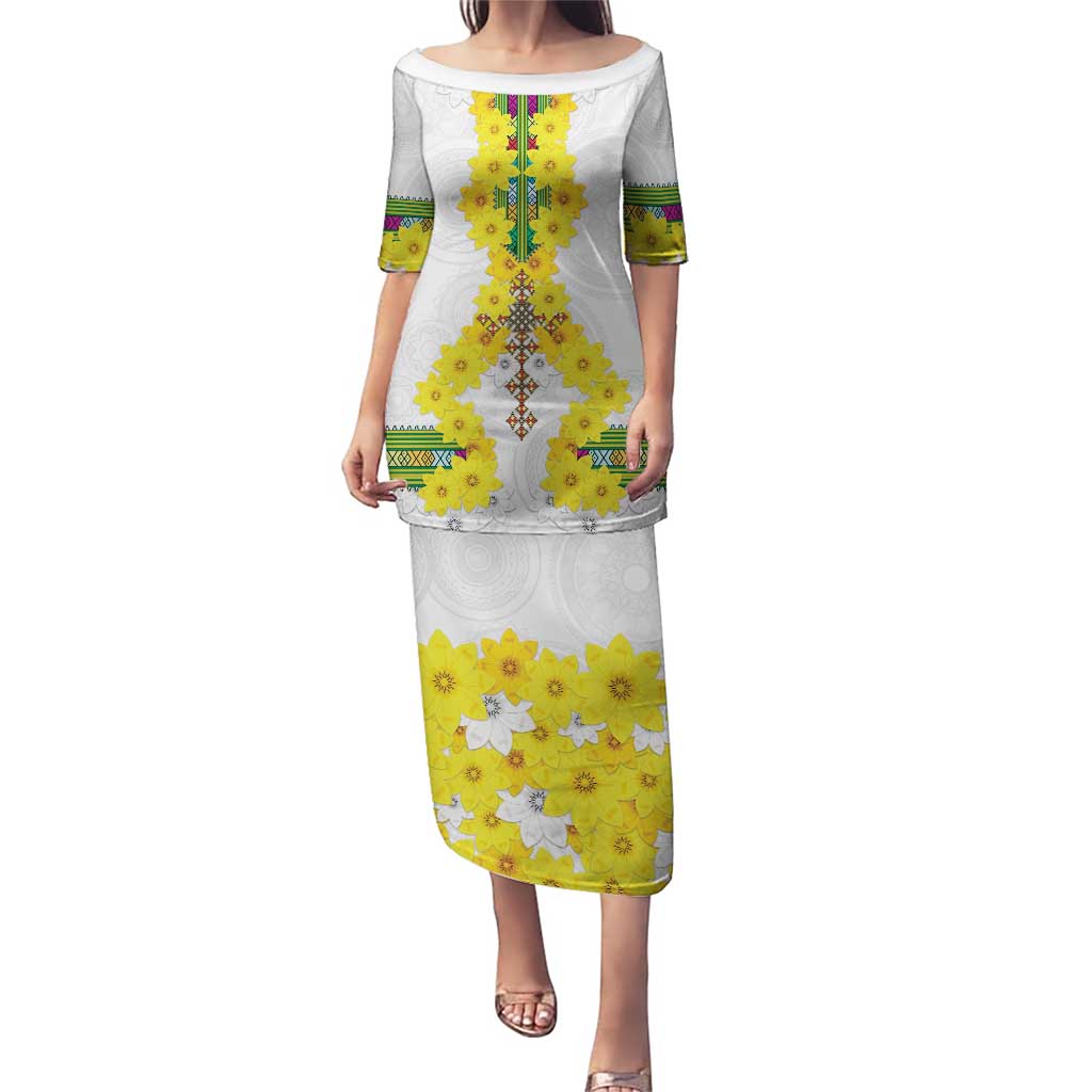 Enkutatash Ethiopia New Year Puletasi Tilet Pattern With Adey Abeba Flowers LT05 - Wonder Print Shop