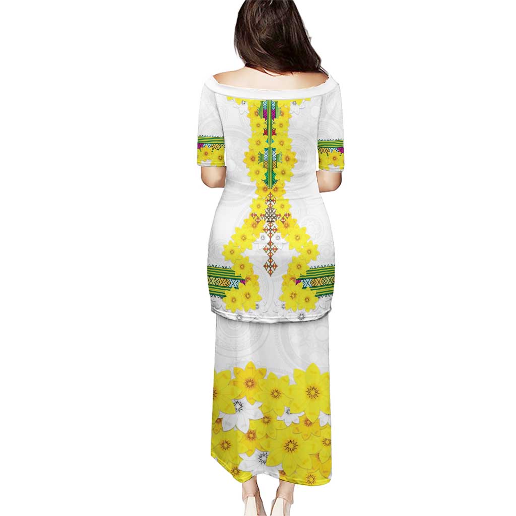 Enkutatash Ethiopia New Year Puletasi Tilet Pattern With Adey Abeba Flowers LT05 - Wonder Print Shop