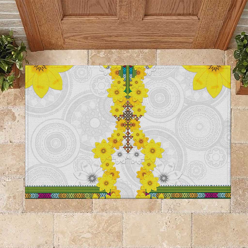 Enkutatash Ethiopia New Year Rubber Doormat Tilet Pattern With Adey Abeba Flowers LT05 - Wonder Print Shop