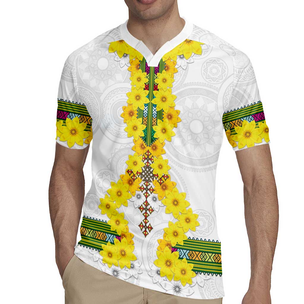 Enkutatash Ethiopia New Year Rugby Jersey Tilet Pattern With Adey Abeba Flowers LT05 - Wonder Print Shop