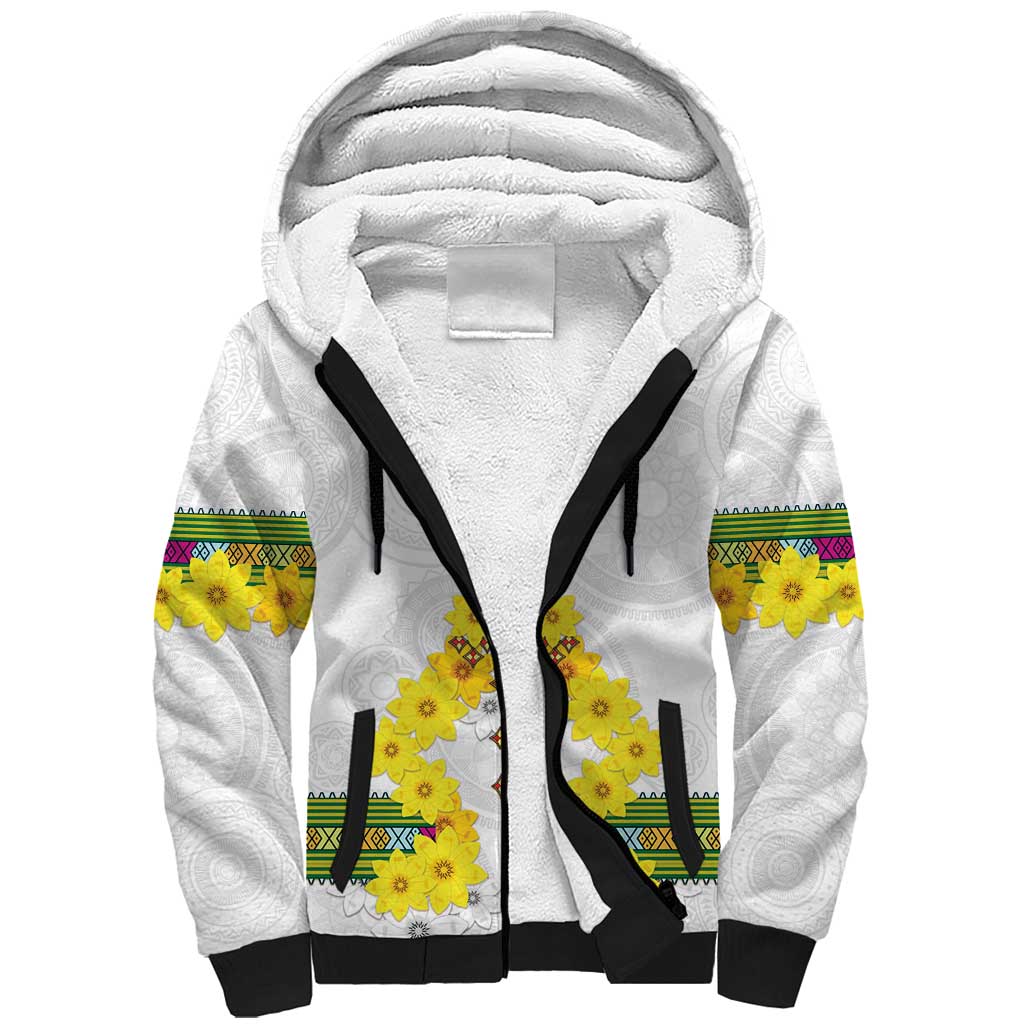 Enkutatash Ethiopia New Year Sherpa Hoodie Tilet Pattern With Adey Abeba Flowers LT05 - Wonder Print Shop