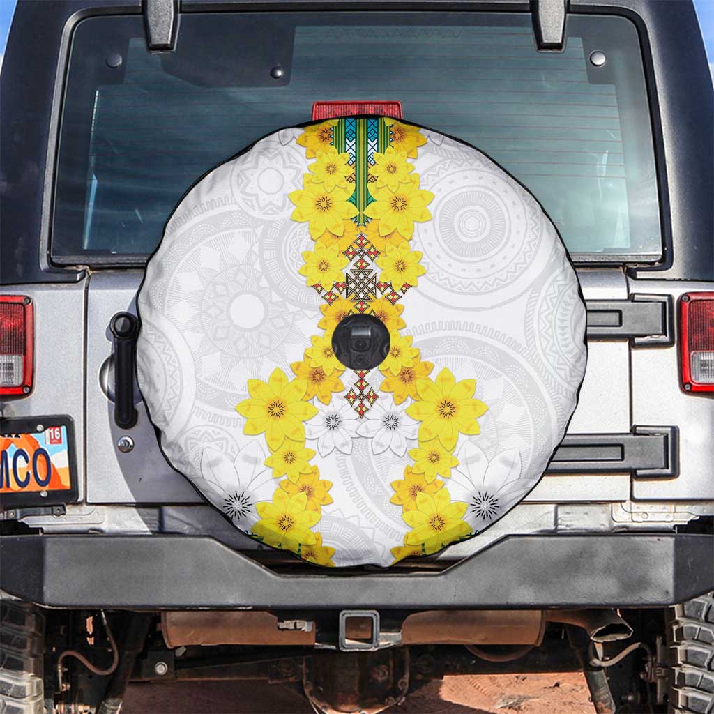 Enkutatash Ethiopia New Year Spare Tire Cover Tilet Pattern With Adey Abeba Flowers LT05 - Wonder Print Shop
