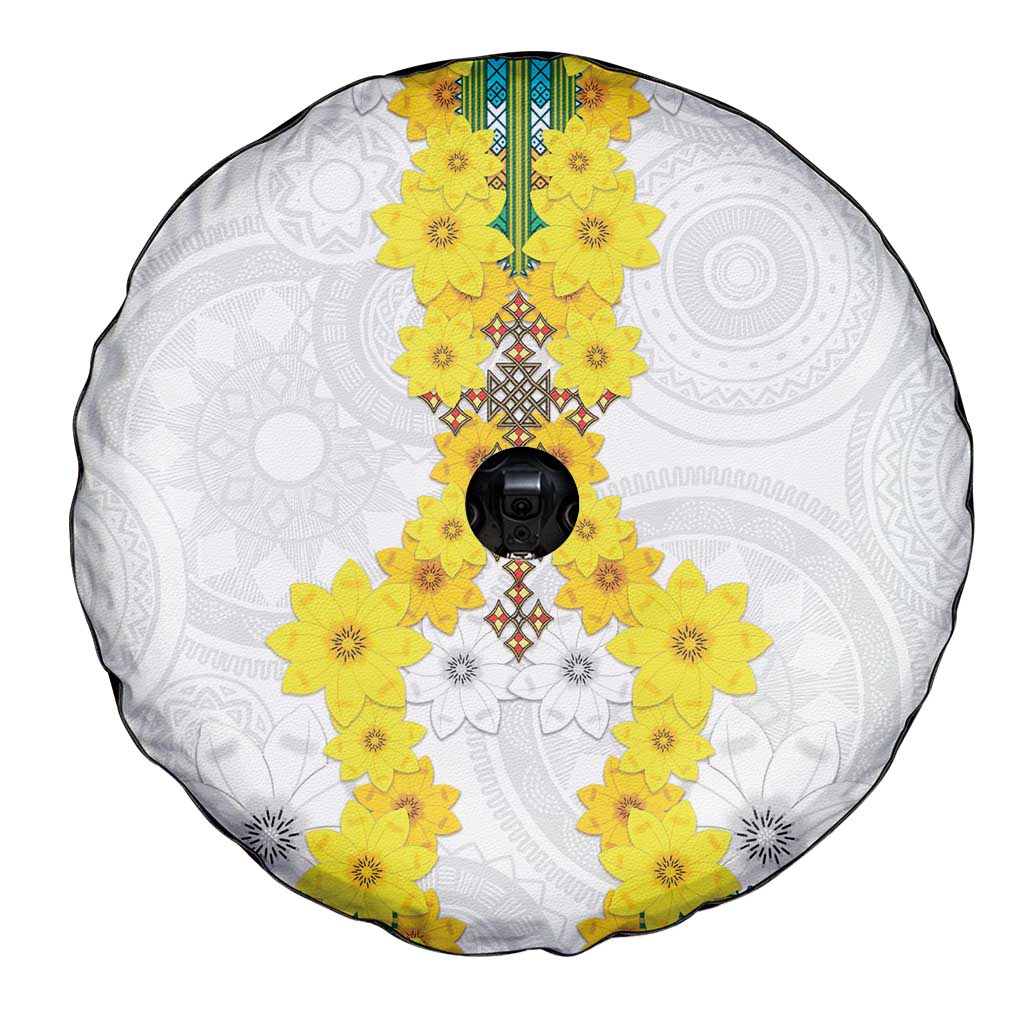 Enkutatash Ethiopia New Year Spare Tire Cover Tilet Pattern With Adey Abeba Flowers LT05 - Wonder Print Shop