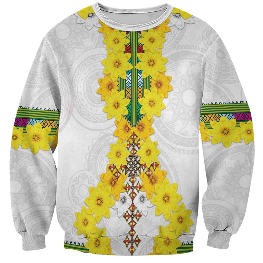 Enkutatash Ethiopia New Year Sweatshirt Tilet Pattern With Adey Abeba Flowers LT05 - Wonder Print Shop