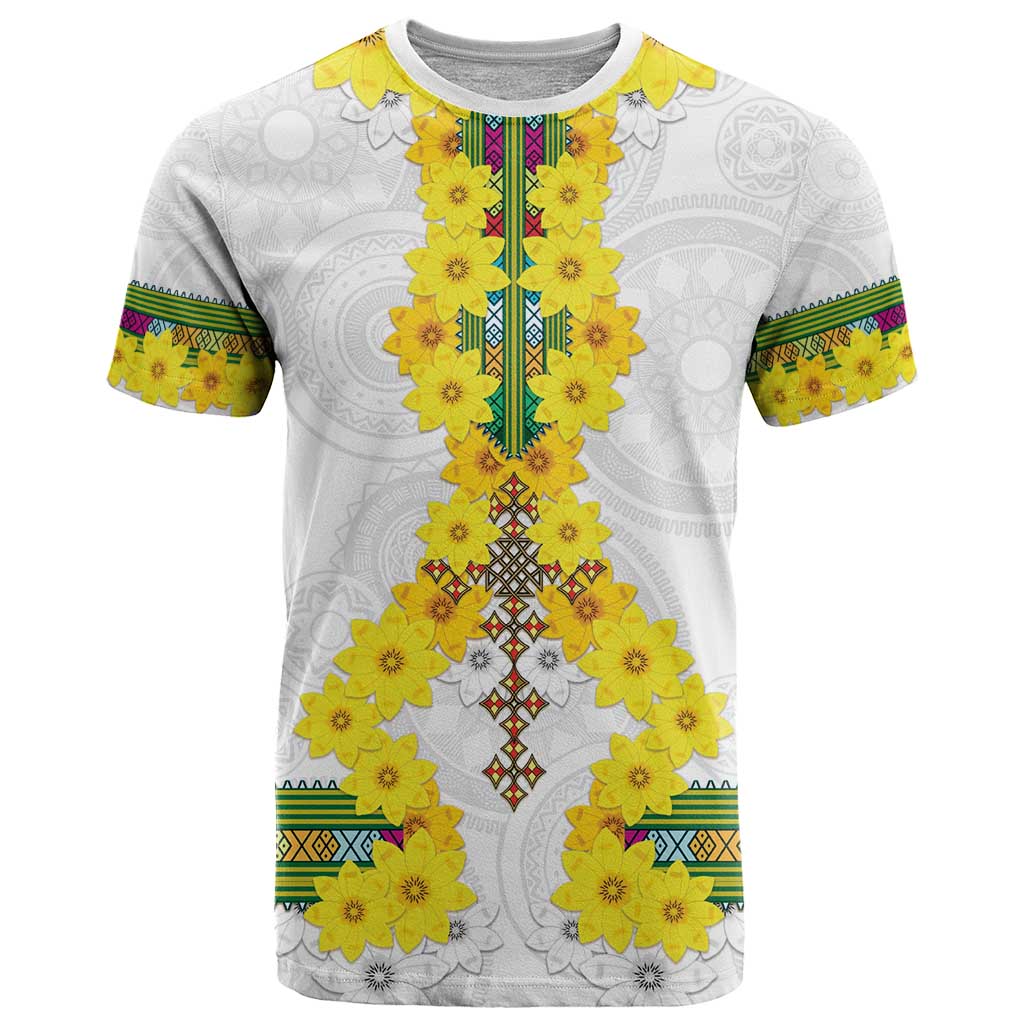 Enkutatash Ethiopia New Year T Shirt Tilet Pattern With Adey Abeba Flowers LT05 - Wonder Print Shop