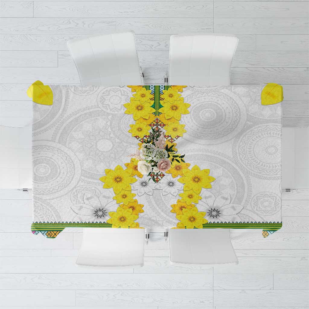 Enkutatash Ethiopia New Year Tablecloth Tilet Pattern With Adey Abeba Flowers LT05 - Wonder Print Shop