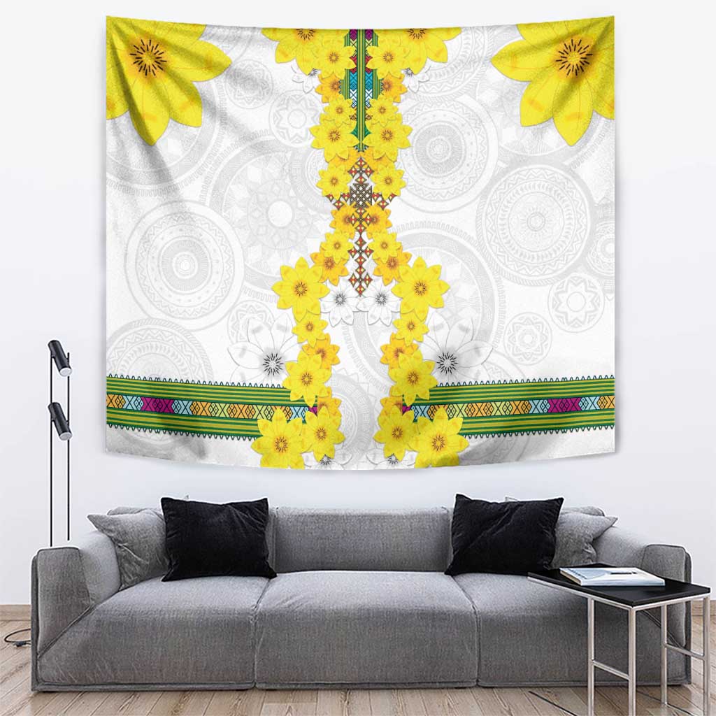 Enkutatash Ethiopia New Year Tapestry Tilet Pattern With Adey Abeba Flowers LT05 - Wonder Print Shop