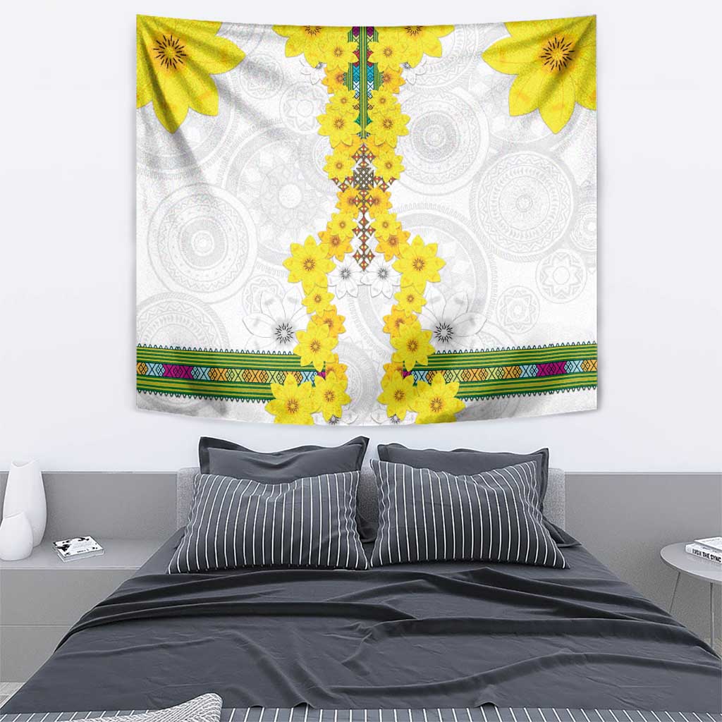 Enkutatash Ethiopia New Year Tapestry Tilet Pattern With Adey Abeba Flowers LT05 - Wonder Print Shop