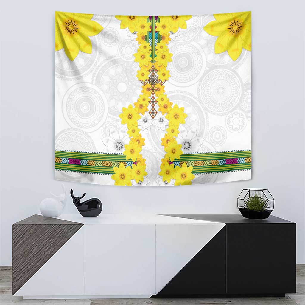 Enkutatash Ethiopia New Year Tapestry Tilet Pattern With Adey Abeba Flowers LT05 - Wonder Print Shop