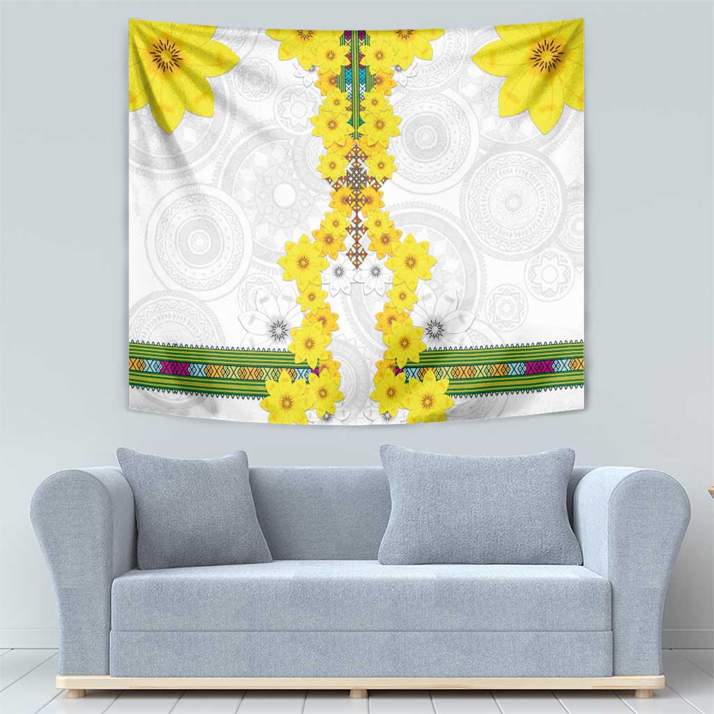 Enkutatash Ethiopia New Year Tapestry Tilet Pattern With Adey Abeba Flowers LT05 - Wonder Print Shop