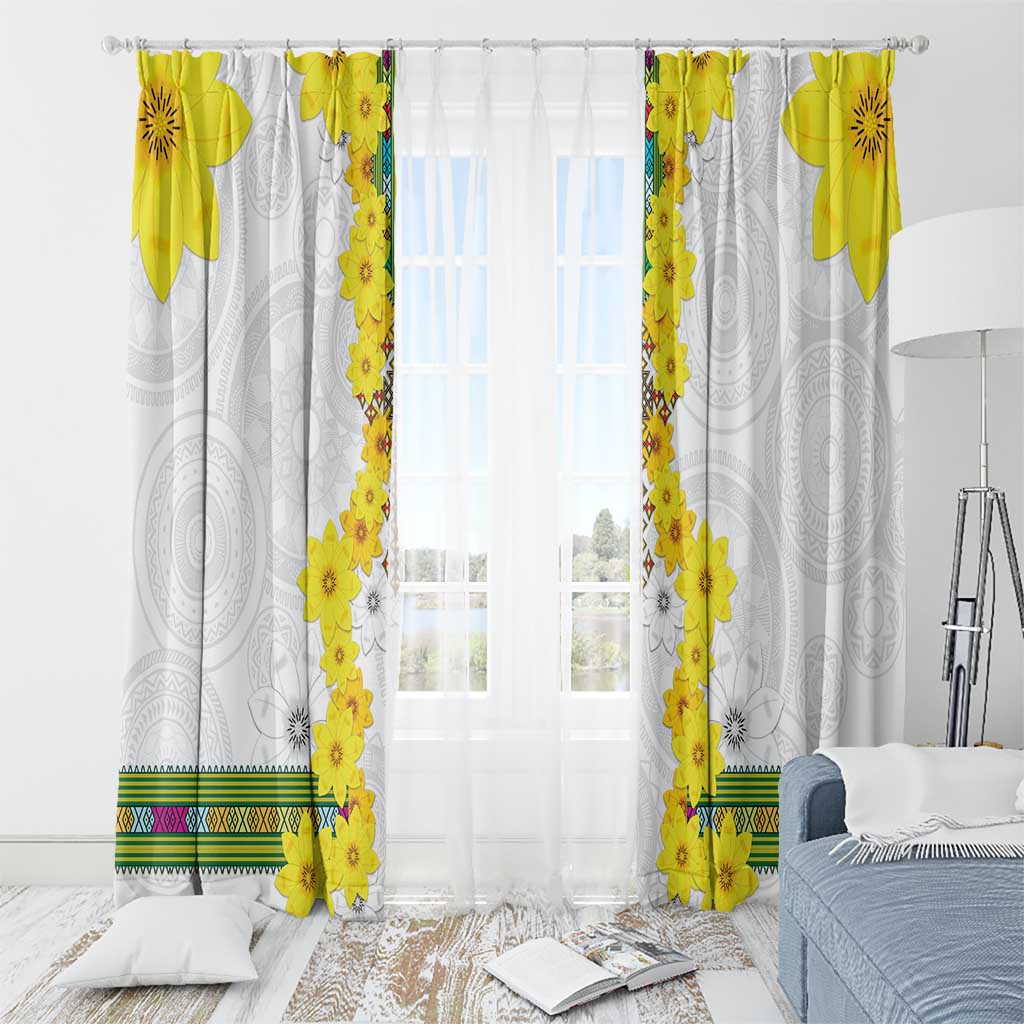 Enkutatash Ethiopia New Year Window Curtain Tilet Pattern With Adey Abeba Flowers LT05 - Wonder Print Shop