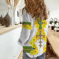 Enkutatash Ethiopia New Year Women Casual Shirt Tilet Pattern With Adey Abeba Flowers LT05 - Wonder Print Shop