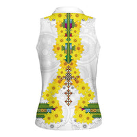 Enkutatash Ethiopia New Year Women Sleeveless Polo Shirt Tilet Pattern With Adey Abeba Flowers LT05 - Wonder Print Shop