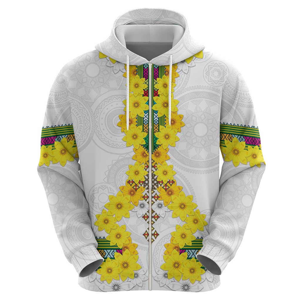 Enkutatash Ethiopia New Year Zip Hoodie Tilet Pattern With Adey Abeba Flowers LT05 - Wonder Print Shop