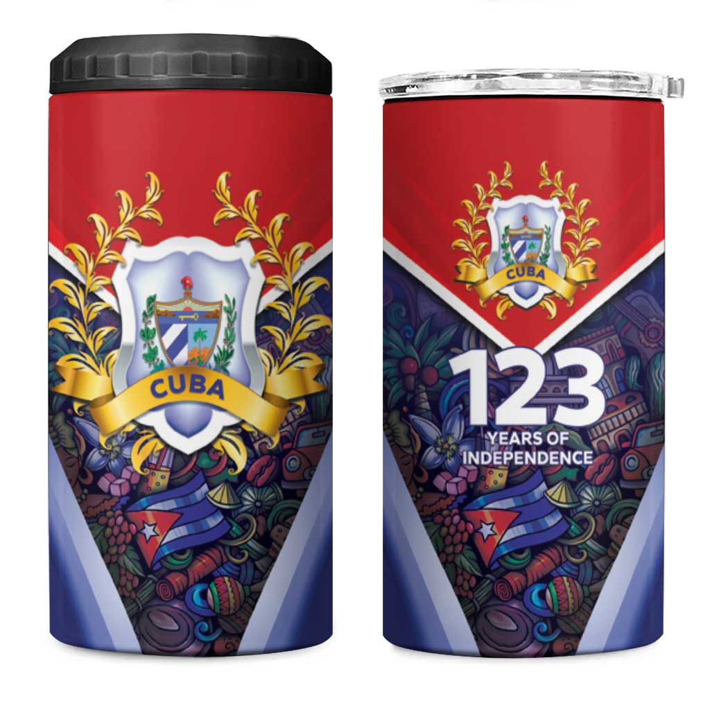 Cuba 4 in 1 Can Cooler Tumbler 123 Years Of Independence - Wonder Print Shop