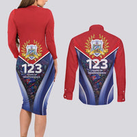Cuba Couples Matching Long Sleeve Bodycon Dress and Long Sleeve Button Shirt 123 Years Of Independence - Wonder Print Shop
