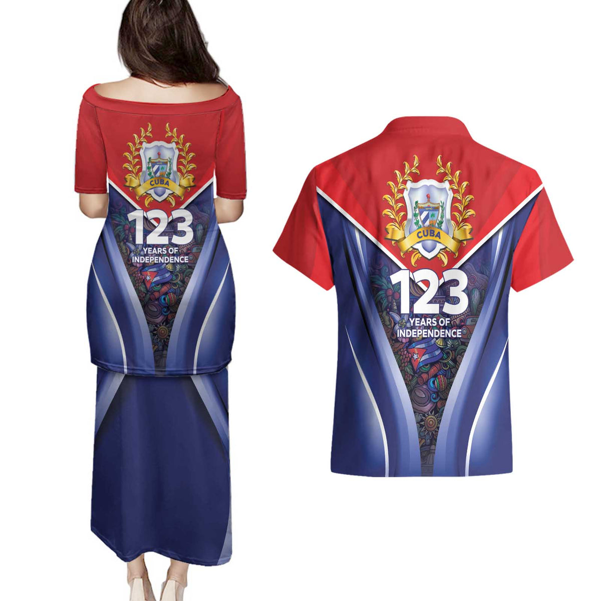 Cuba Couples Matching Puletasi and Hawaiian Shirt 123 Years Of Independence - Wonder Print Shop