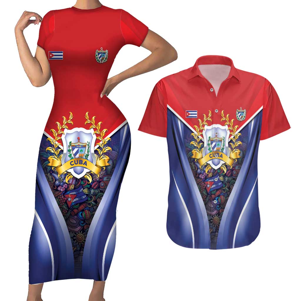Cuba Couples Matching Short Sleeve Bodycon Dress and Hawaiian Shirt 123 Years Of Independence - Wonder Print Shop