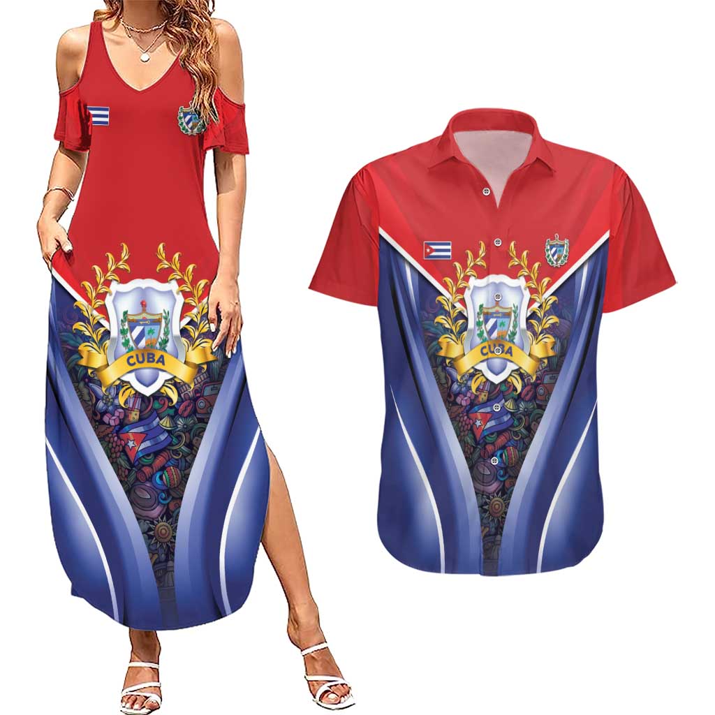Cuba Couples Matching Summer Maxi Dress and Hawaiian Shirt 123 Years Of Independence - Wonder Print Shop