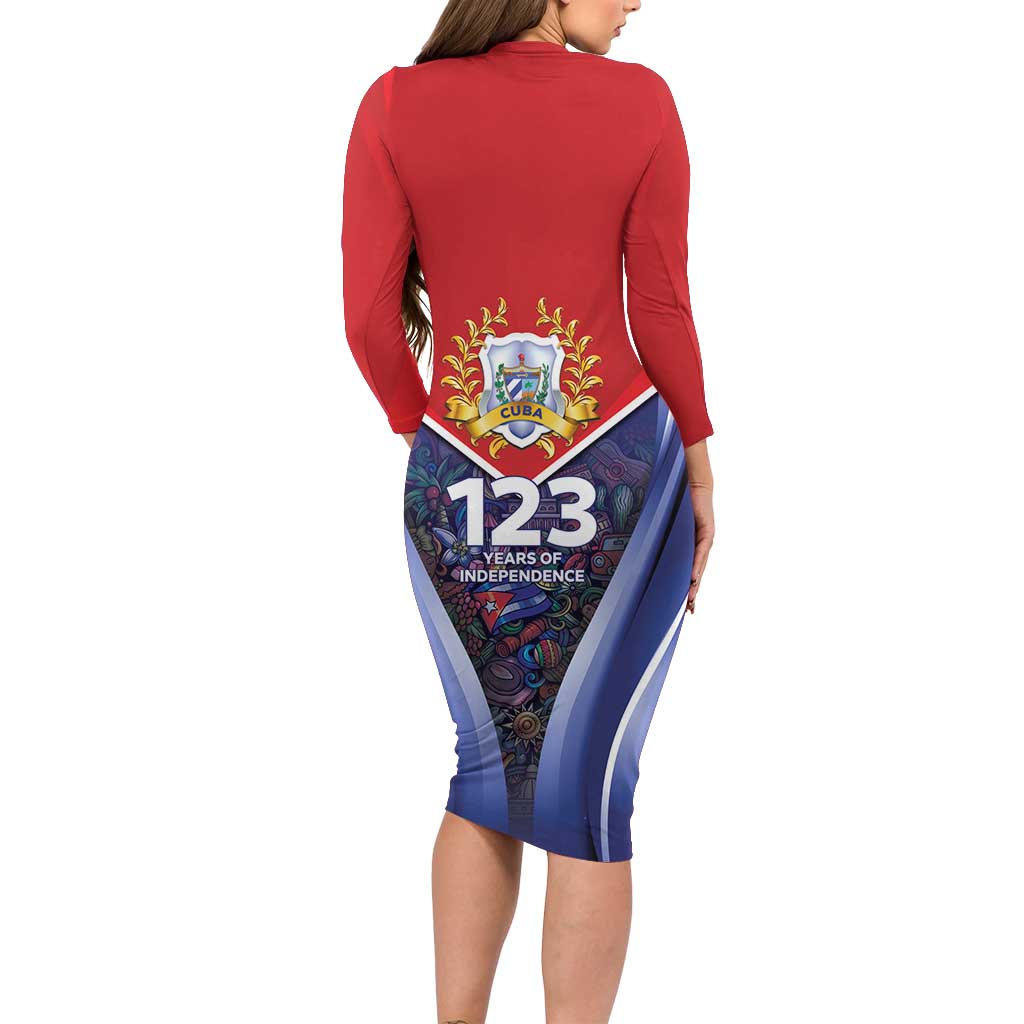 Cuba Family Matching Long Sleeve Bodycon Dress and Hawaiian Shirt 123 Years Of Independence - Wonder Print Shop