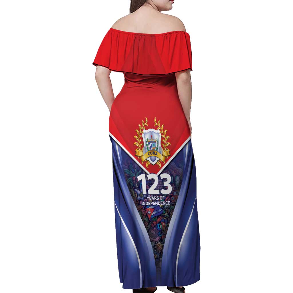 Cuba Family Matching Off Shoulder Maxi Dress and Hawaiian Shirt 123 Years Of Independence - Wonder Print Shop