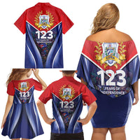 Cuba Family Matching Off Shoulder Short Dress and Hawaiian Shirt 123 Years Of Independence - Wonder Print Shop