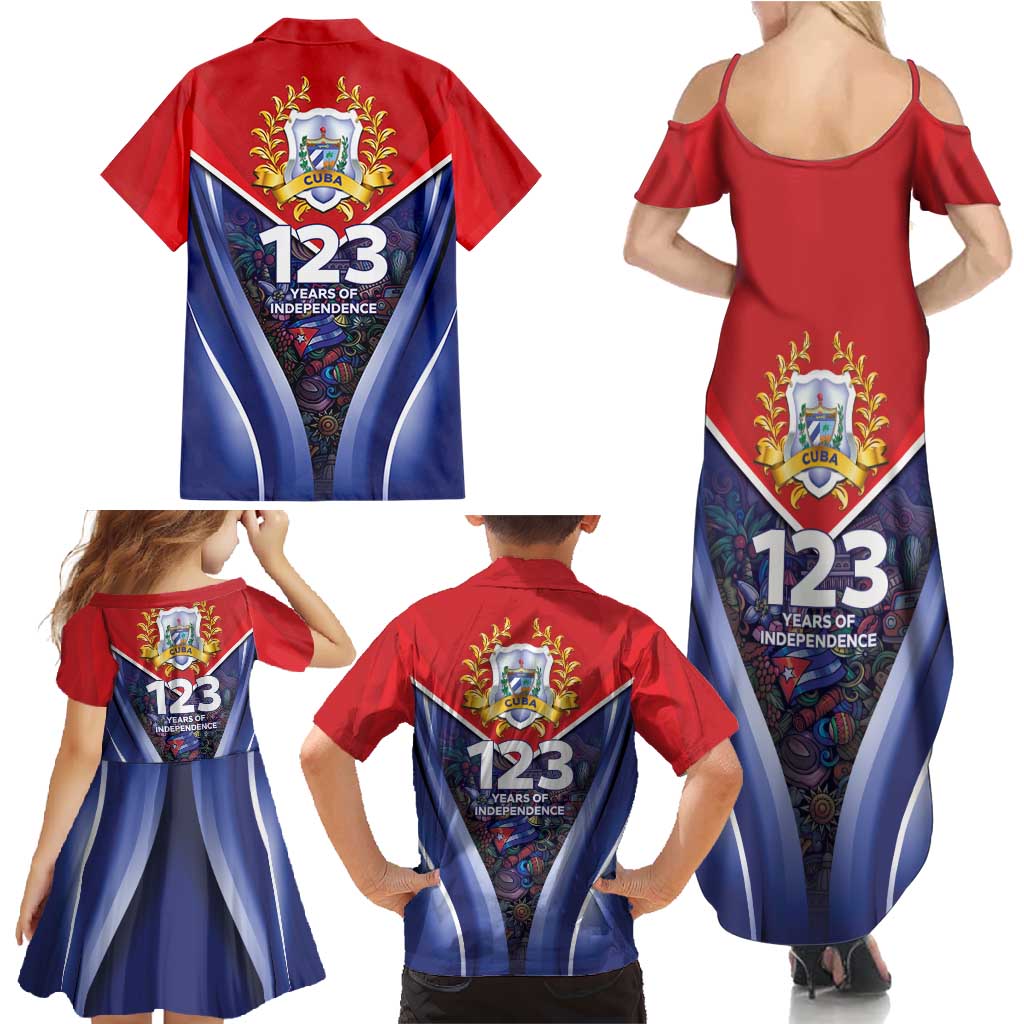 Cuba Family Matching Summer Maxi Dress and Hawaiian Shirt 123 Years Of Independence - Wonder Print Shop