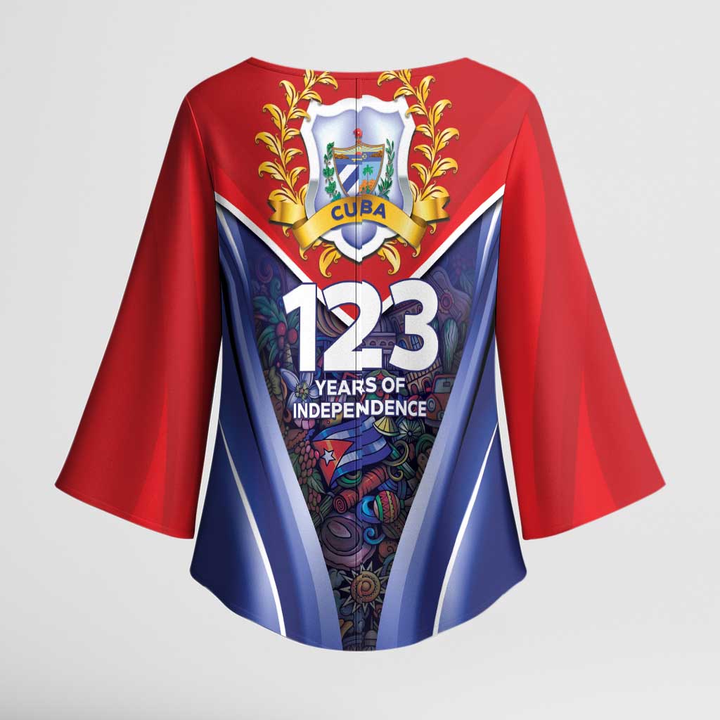 Cuba Kimono Sleeve Blouse 123 Years Of Independence - Wonder Print Shop