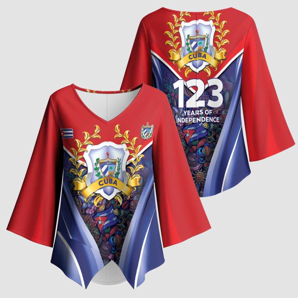 Cuba Kimono Sleeve Blouse 123 Years Of Independence - Wonder Print Shop