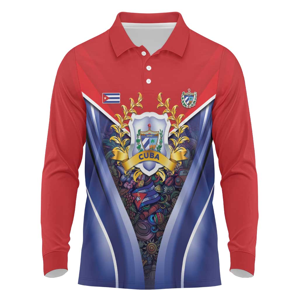 Cuba Long Sleeve Polo Shirt 123 Years Of Independence - Wonder Print Shop
