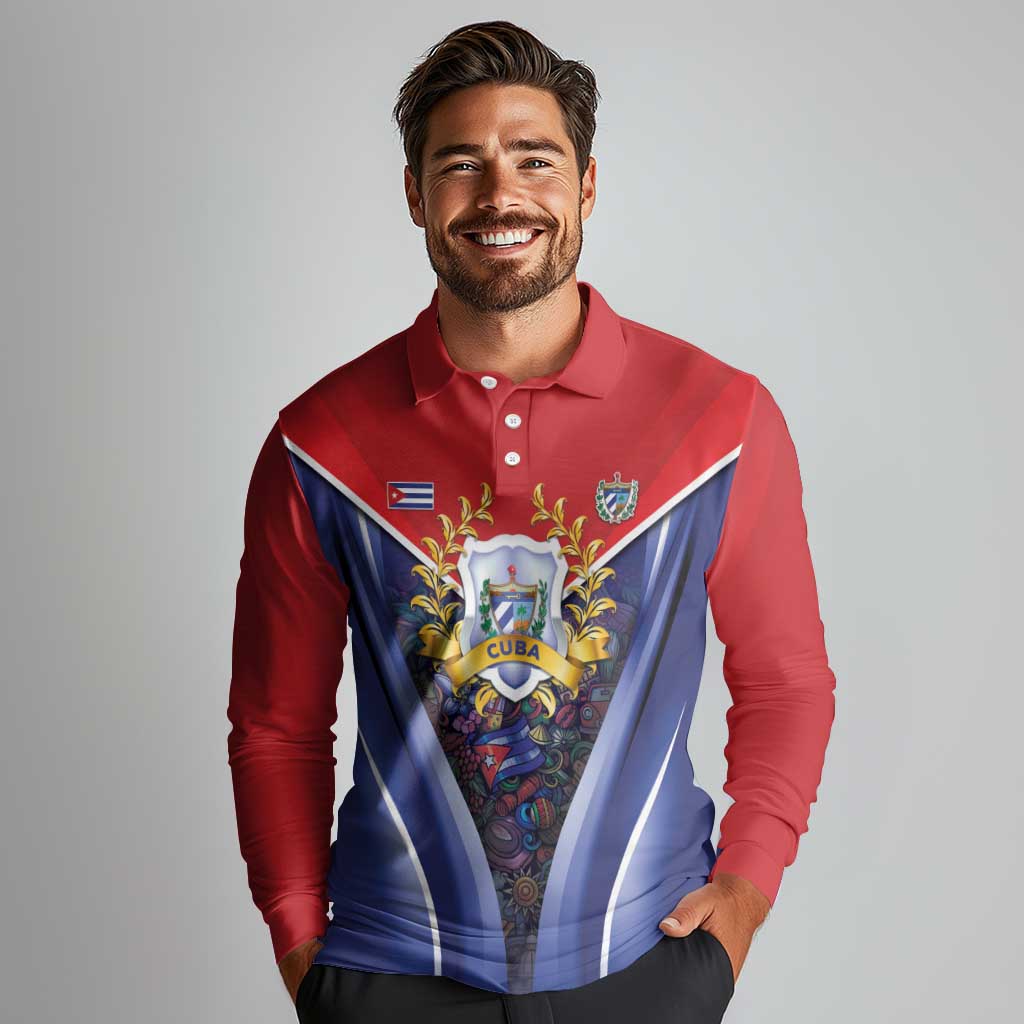 Cuba Long Sleeve Polo Shirt 123 Years Of Independence - Wonder Print Shop
