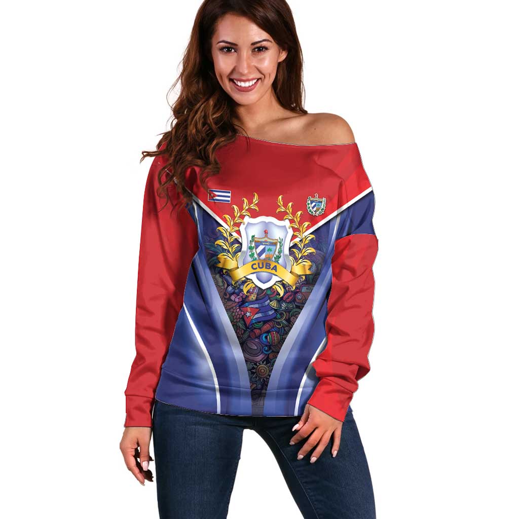 Cuba Off Shoulder Sweater 123 Years Of Independence - Wonder Print Shop