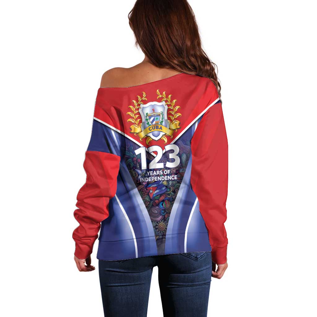 Cuba Off Shoulder Sweater 123 Years Of Independence - Wonder Print Shop