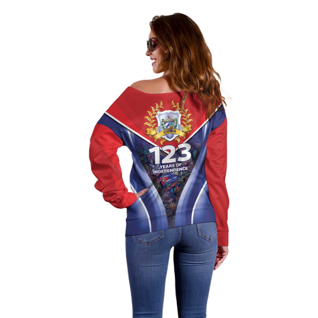 Cuba Off Shoulder Sweater 123 Years Of Independence - Wonder Print Shop