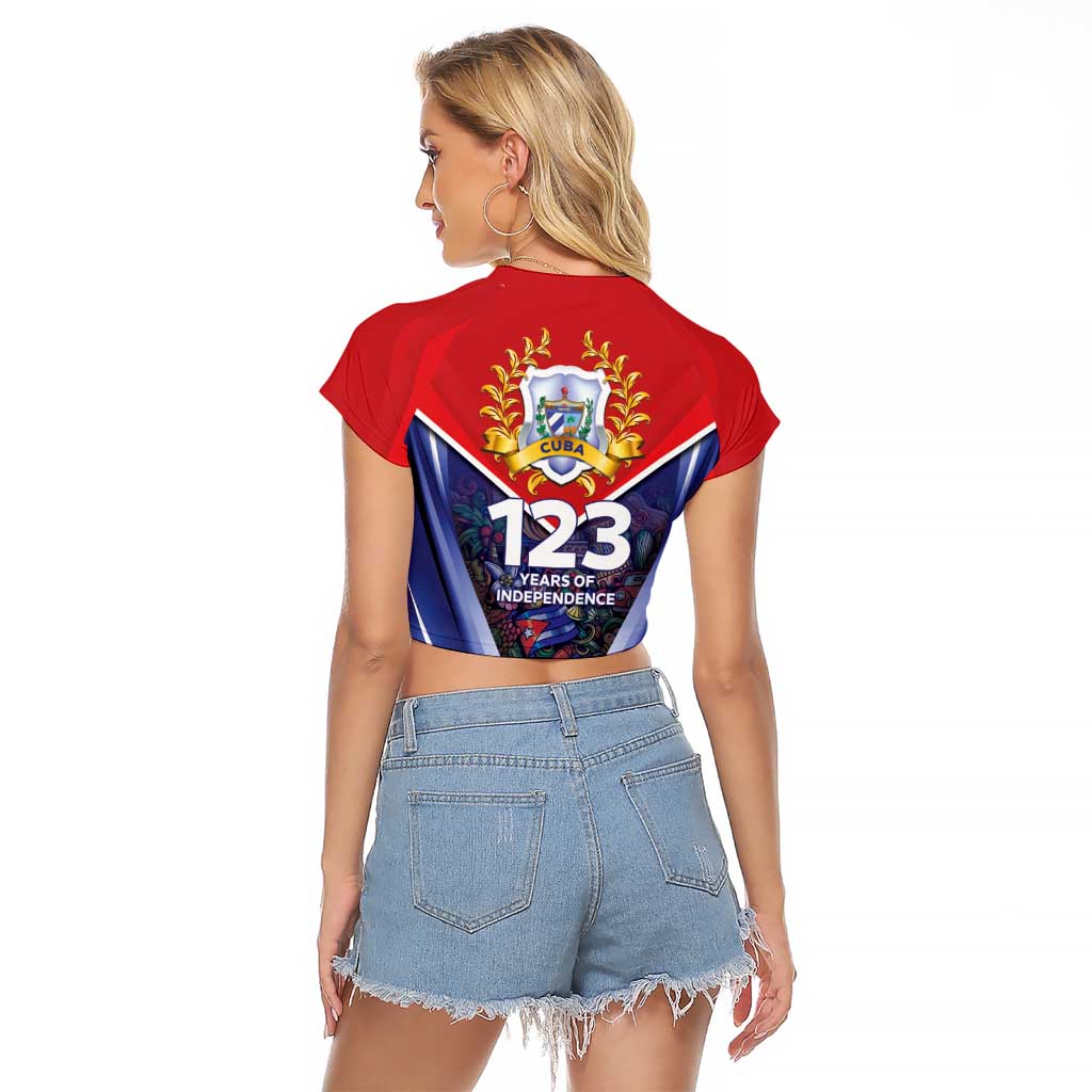 Cuba Raglan Cropped T Shirt 123 Years Of Independence - Wonder Print Shop
