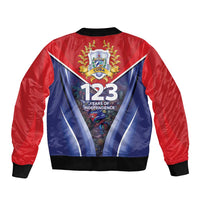 Cuba Sleeve Zip Bomber Jacket 123 Years Of Independence - Wonder Print Shop