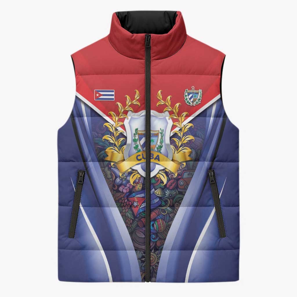 Cuba Sleeveless Puffer Jacket 123 Years Of Independence - Wonder Print Shop