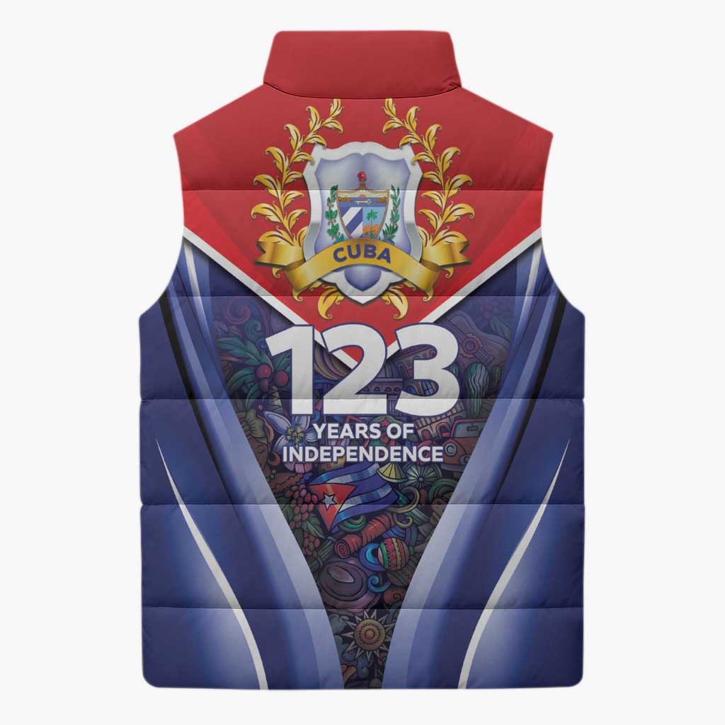 Cuba Sleeveless Puffer Jacket 123 Years Of Independence - Wonder Print Shop