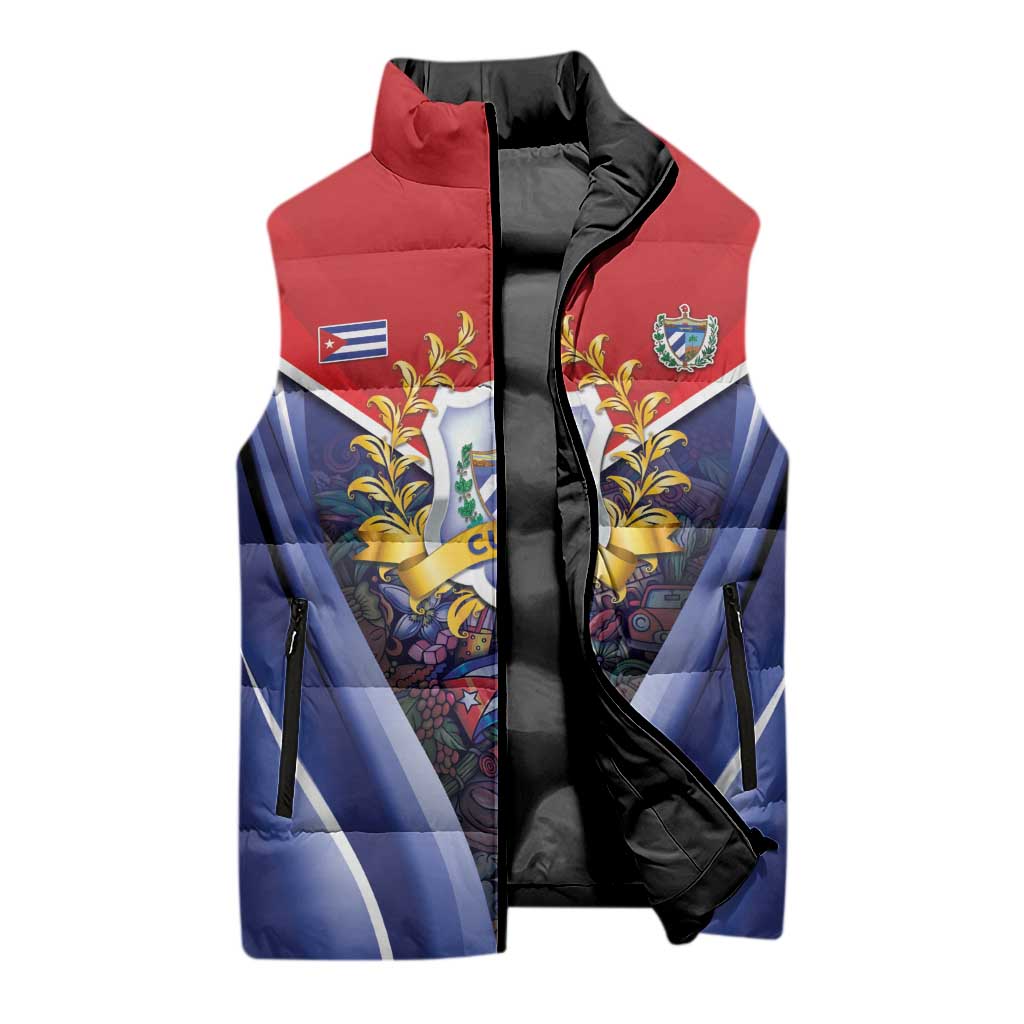 Cuba Sleeveless Puffer Jacket 123 Years Of Independence - Wonder Print Shop