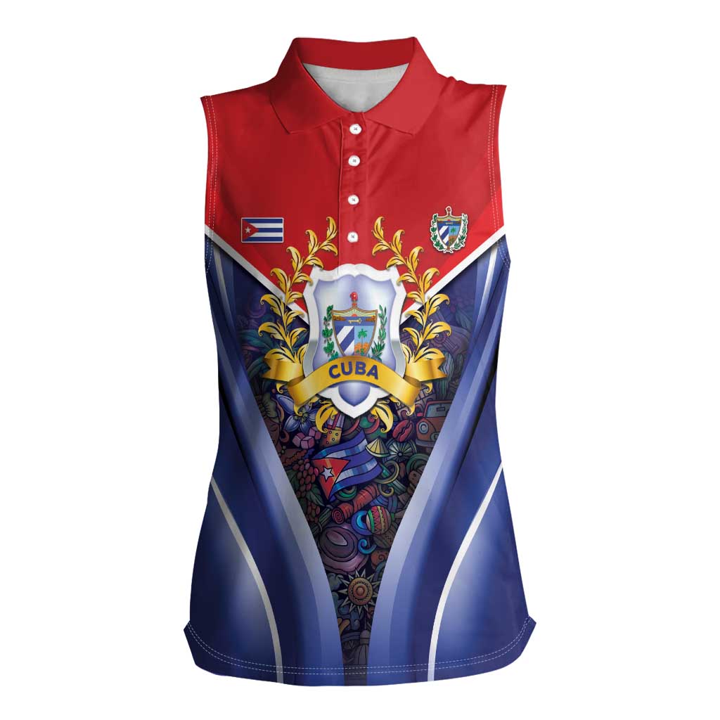 Cuba Women Sleeveless Polo Shirt 123 Years Of Independence - Wonder Print Shop