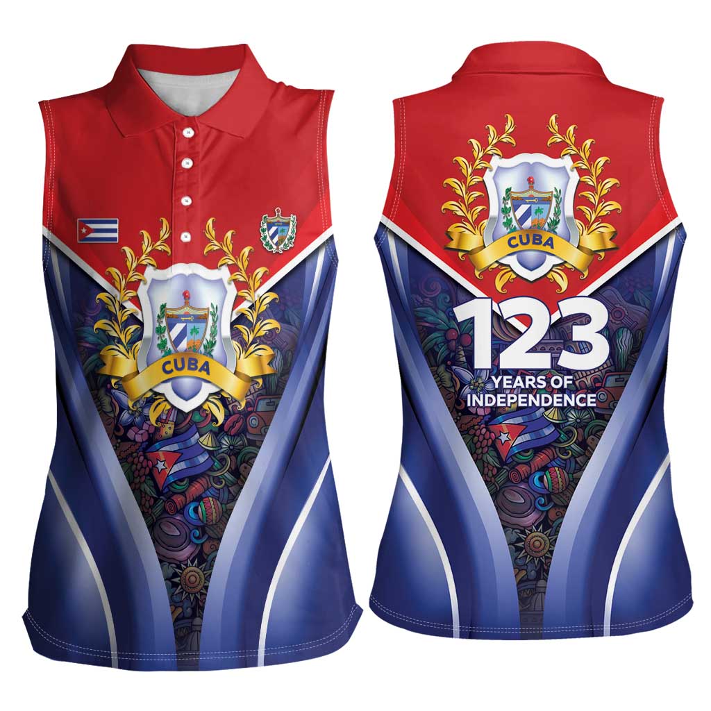 Cuba Women Sleeveless Polo Shirt 123 Years Of Independence - Wonder Print Shop