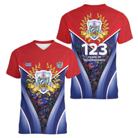Cuba Women V-Neck T-Shirt 123 Years Of Independence - Wonder Print Shop
