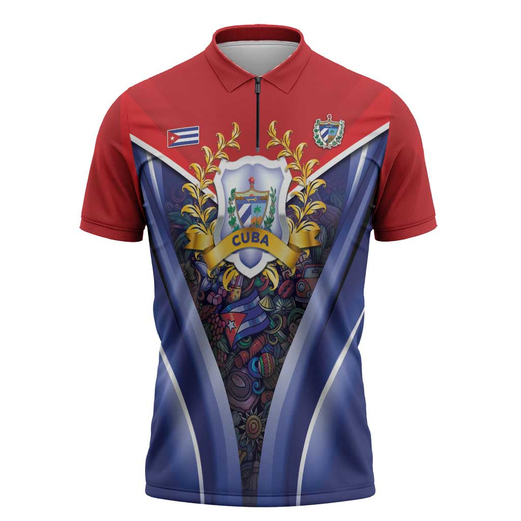 Cuba Zipper Polo Shirt 123 Years Of Independence - Wonder Print Shop
