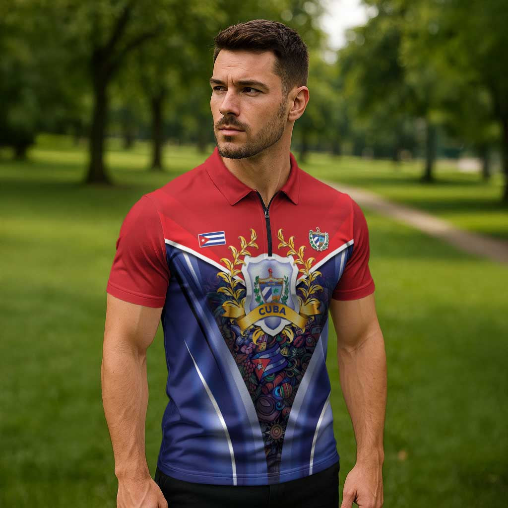 Cuba Zipper Polo Shirt 123 Years Of Independence - Wonder Print Shop